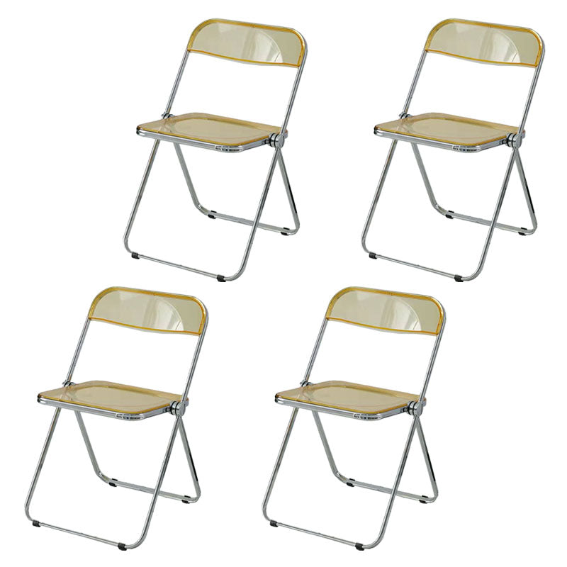 Industrial Design Plastic Folding Side Chair for Home Use Open Back Dining Side Chair Beige-Clear 4 Piece Set Clearhalo ' kitchen&dining_furn' 'Dining Chairs' 'Dining Tables & Seating' 'dining_chair' 'furn' 'furn_dining_chair' 'Furniture' 'furniture_dining_chair' 'Kitchen & Dining Furniture' 'kitchen' 4666632