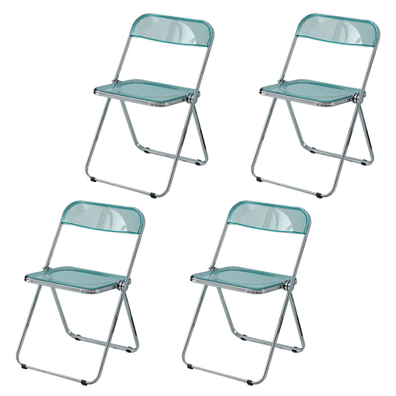 Industrial Design Plastic Folding Side Chair for Home Use Open Back Dining Side Chair Light Blue 4 Piece Set Clearhalo ' kitchen&dining_furn' 'Dining Chairs' 'Dining Tables & Seating' 'dining_chair' 'furn' 'furn_dining_chair' 'Furniture' 'furniture_dining_chair' 'Kitchen & Dining Furniture' 'kitchen' 4666638