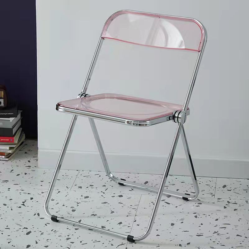 Industrial Design Plastic Folding Side Chair for Home Use Open Back Dining Side Chair Pink 1 Piece Clearhalo ' kitchen&dining_furn' 'Dining Chairs' 'Dining Tables & Seating' 'dining_chair' 'furn' 'furn_dining_chair' 'Furniture' 'furniture_dining_chair' 'Kitchen & Dining Furniture' 'kitchen' 4666639