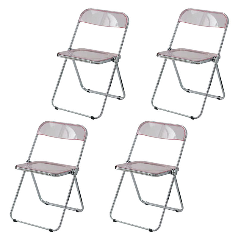 Industrial Design Plastic Folding Side Chair for Home Use Open Back Dining Side Chair Pink 4 Piece Set Clearhalo ' kitchen&dining_furn' 'Dining Chairs' 'Dining Tables & Seating' 'dining_chair' 'furn' 'furn_dining_chair' 'Furniture' 'furniture_dining_chair' 'Kitchen & Dining Furniture' 'kitchen' 4666641