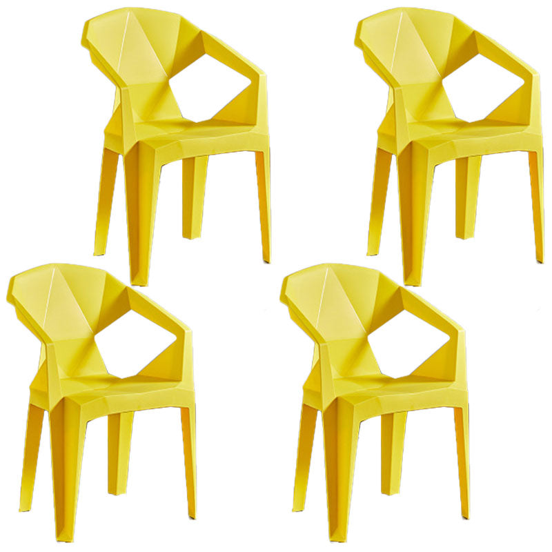 Modern Style Stackable Chairs Dining Arm Chair with Plastic Legs for Kitchen Yellow 4 Piece Set Clearhalo ' kitchen&dining_furn' 'Dining Chairs' 'Dining Tables & Seating' 'dining_chair' 'furn' 'furn_dining_chair' 'Furniture' 'furniture_dining_chair' 'Kitchen & Dining Furniture' 'kitchen' 4666652