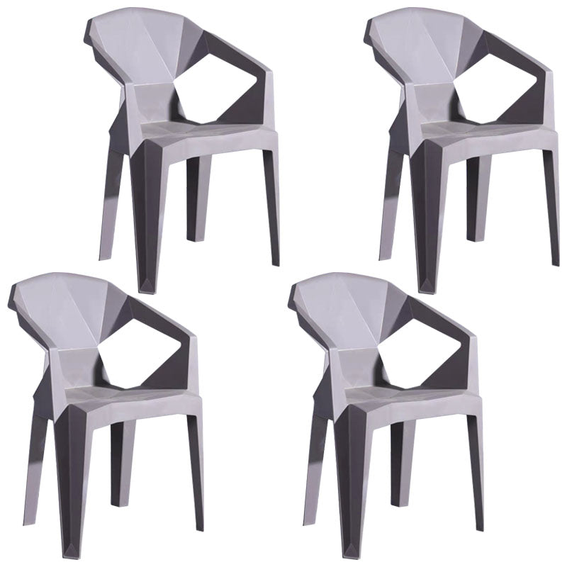 Modern Style Stackable Chairs Dining Arm Chair with Plastic Legs for Kitchen Grey 4 Piece Set Clearhalo ' kitchen&dining_furn' 'Dining Chairs' 'Dining Tables & Seating' 'dining_chair' 'furn' 'furn_dining_chair' 'Furniture' 'furniture_dining_chair' 'Kitchen & Dining Furniture' 'kitchen' 4666654