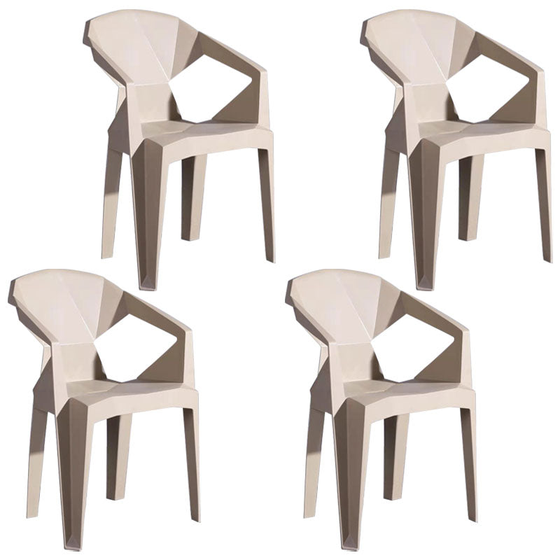 Modern Style Stackable Chairs Dining Arm Chair with Plastic Legs for Kitchen Khaki 4 Piece Set Clearhalo ' kitchen&dining_furn' 'Dining Chairs' 'Dining Tables & Seating' 'dining_chair' 'furn' 'furn_dining_chair' 'Furniture' 'furniture_dining_chair' 'Kitchen & Dining Furniture' 'kitchen' 4666656