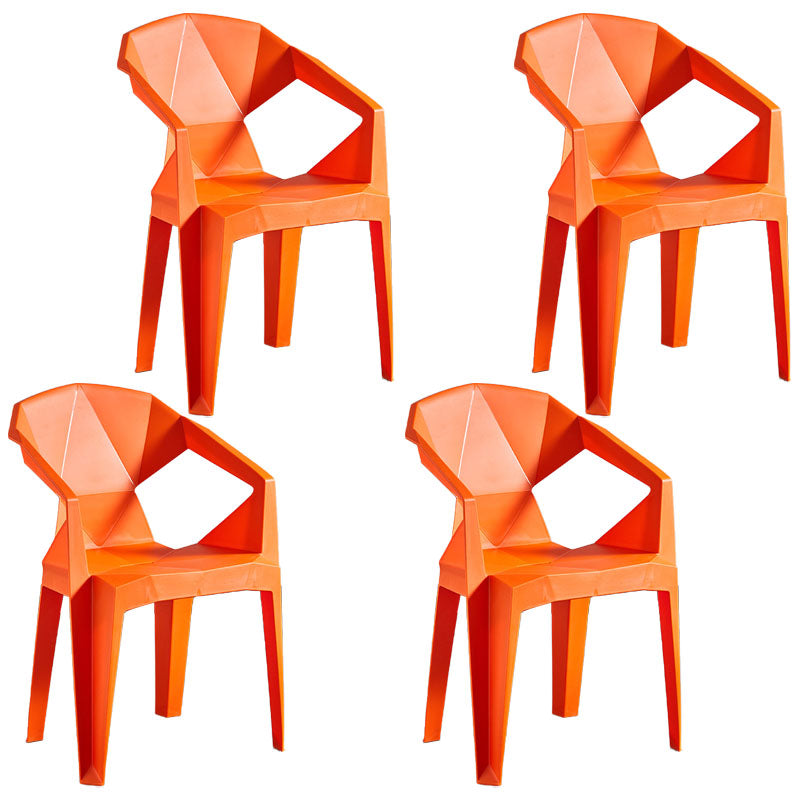 Modern Style Stackable Chairs Dining Arm Chair with Plastic Legs for Kitchen Orange 4 Piece Set Clearhalo ' kitchen&dining_furn' 'Dining Chairs' 'Dining Tables & Seating' 'dining_chair' 'furn' 'furn_dining_chair' 'Furniture' 'furniture_dining_chair' 'Kitchen & Dining Furniture' 'kitchen' 4666661