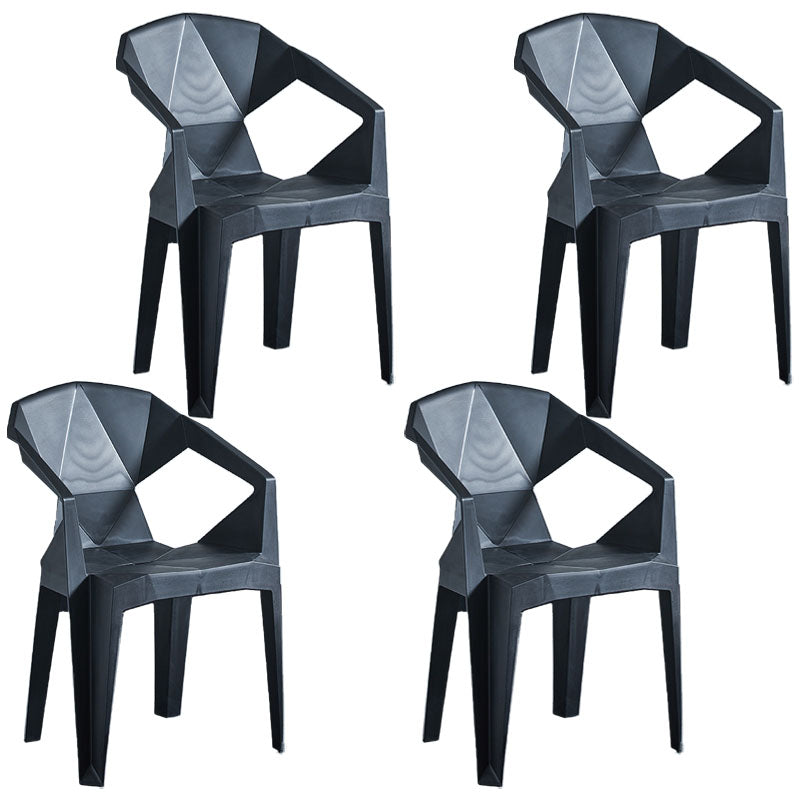 Modern Style Stackable Chairs Dining Arm Chair with Plastic Legs for Kitchen Black 4 Piece Set Clearhalo ' kitchen&dining_furn' 'Dining Chairs' 'Dining Tables & Seating' 'dining_chair' 'furn' 'furn_dining_chair' 'Furniture' 'furniture_dining_chair' 'Kitchen & Dining Furniture' 'kitchen' 4666663