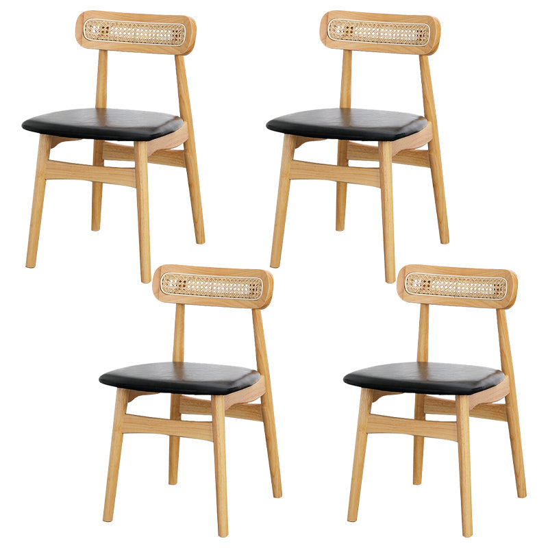 Traditional Wood Dining Kitchen Room Side Chair Open Back Chair Black 4 Piece Set Natural Wood Clearhalo ' kitchen&dining_furn' 'Dining Chairs' 'Dining Tables & Seating' 'dining_chair' 'furn' 'furn_dining_chair' 'Furniture' 'furniture_dining_chair' 'Kitchen & Dining Furniture' 'kitchen' 4666673