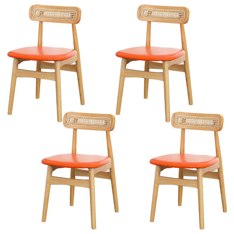 Traditional Wood Dining Kitchen Room Side Chair Open Back Chair Red 4 Piece Set Natural Wood Clearhalo ' kitchen&dining_furn' 'Dining Chairs' 'Dining Tables & Seating' 'dining_chair' 'furn' 'furn_dining_chair' 'Furniture' 'furniture_dining_chair' 'Kitchen & Dining Furniture' 'kitchen' 4666679