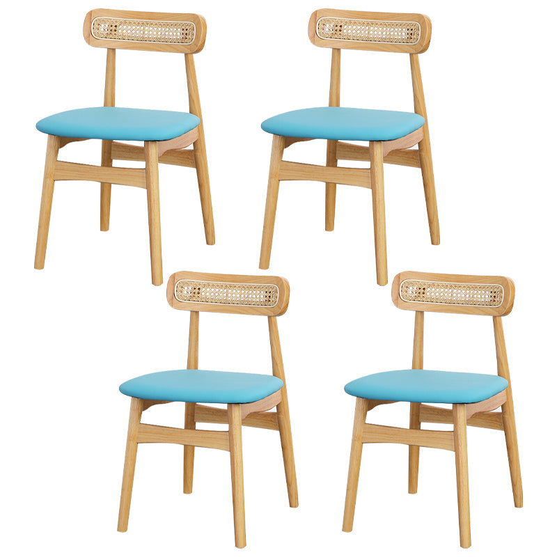 Traditional Wood Dining Kitchen Room Side Chair Open Back Chair Blue 4 Piece Set Natural Wood Clearhalo ' kitchen&dining_furn' 'Dining Chairs' 'Dining Tables & Seating' 'dining_chair' 'furn' 'furn_dining_chair' 'Furniture' 'furniture_dining_chair' 'Kitchen & Dining Furniture' 'kitchen' 4666690