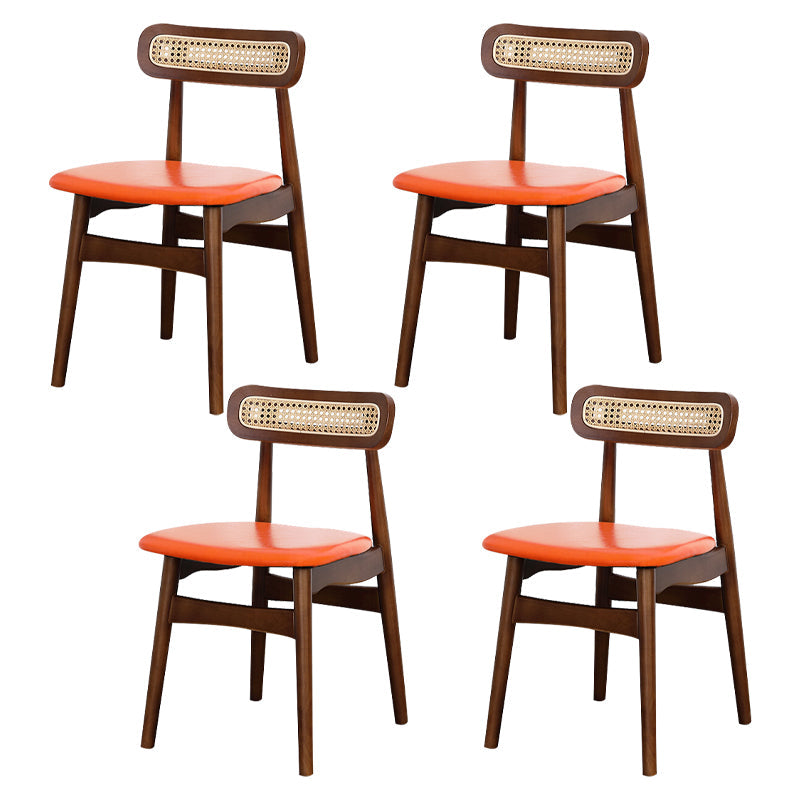 Traditional Wood Dining Kitchen Room Side Chair Open Back Chair Red 4 Piece Set Walnut Clearhalo ' kitchen&dining_furn' 'Dining Chairs' 'Dining Tables & Seating' 'dining_chair' 'furn' 'furn_dining_chair' 'Furniture' 'furniture_dining_chair' 'Kitchen & Dining Furniture' 'kitchen' 4666699