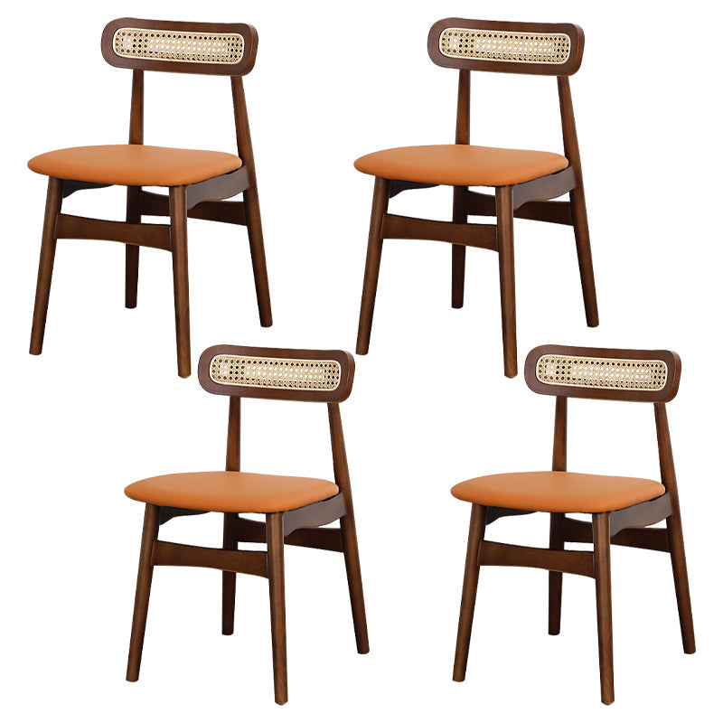 Traditional Wood Dining Kitchen Room Side Chair Open Back Chair Orange 4 Piece Set Walnut Clearhalo ' kitchen&dining_furn' 'Dining Chairs' 'Dining Tables & Seating' 'dining_chair' 'furn' 'furn_dining_chair' 'Furniture' 'furniture_dining_chair' 'Kitchen & Dining Furniture' 'kitchen' 4666708