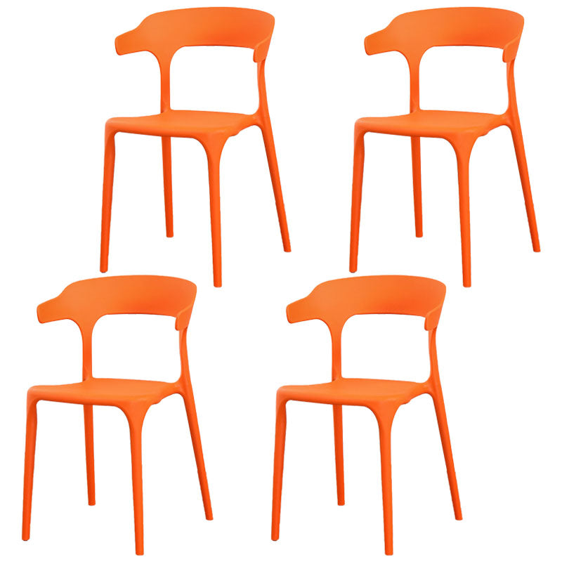 Modern Stackable Chairs Dining Armless Chairs with Plastic Legs for Kitchen Orange-Red Set of 4 Clearhalo ' kitchen&dining_furn' 'Dining Chairs' 'Dining Tables & Seating' 'dining_chair' 'Furniture' 'furniture_dining_chair' 'Kitchen & Dining Furniture' 'kitchen' 4666711