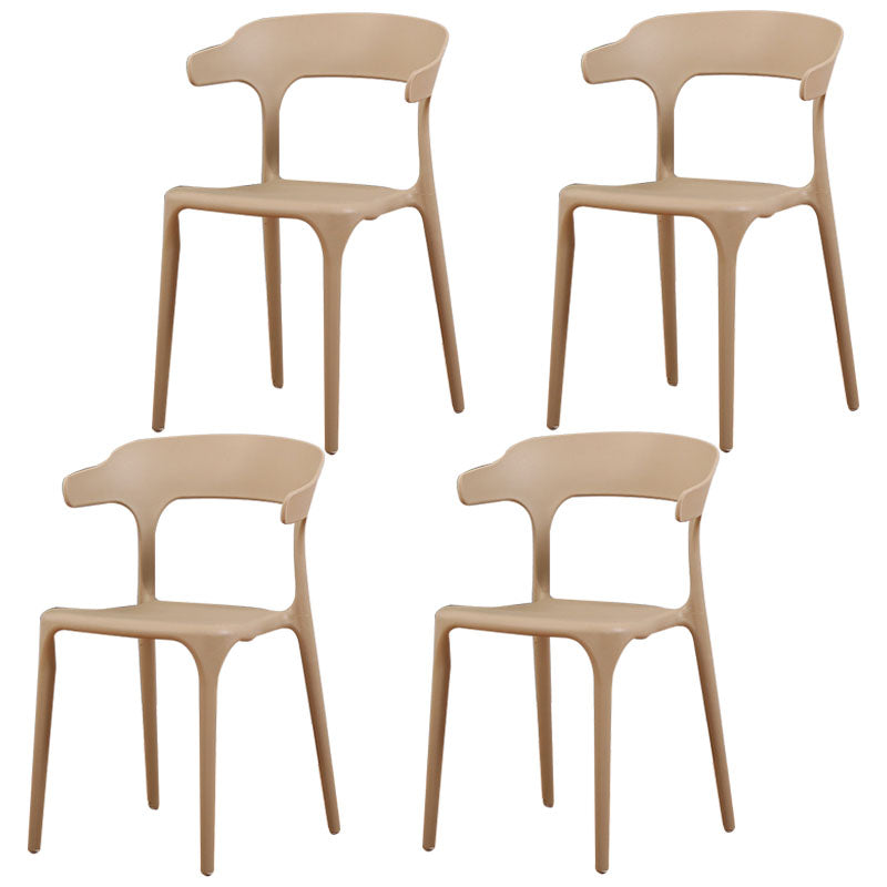 Modern Stackable Chairs Dining Armless Chairs with Plastic Legs for Kitchen Camel Set of 4 Clearhalo ' kitchen&dining_furn' 'Dining Chairs' 'Dining Tables & Seating' 'dining_chair' 'Furniture' 'furniture_dining_chair' 'Kitchen & Dining Furniture' 'kitchen' 4666715