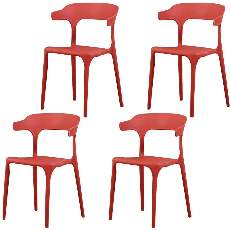 Modern Stackable Chairs Dining Armless Chairs with Plastic Legs for Kitchen Red Set of 4 Clearhalo ' kitchen&dining_furn' 'Dining Chairs' 'Dining Tables & Seating' 'dining_chair' 'Furniture' 'furniture_dining_chair' 'Kitchen & Dining Furniture' 'kitchen' 4666730