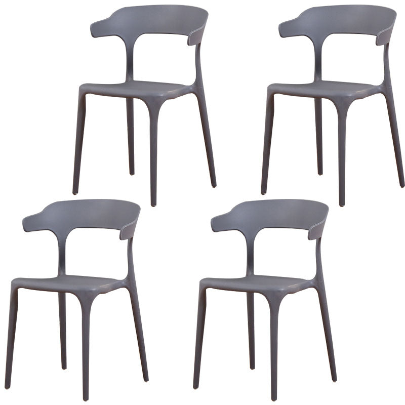 Modern Stackable Chairs Dining Armless Chairs with Plastic Legs for Kitchen Dark Gray Set of 4 Clearhalo ' kitchen&dining_furn' 'Dining Chairs' 'Dining Tables & Seating' 'dining_chair' 'Furniture' 'furniture_dining_chair' 'Kitchen & Dining Furniture' 'kitchen' 4666732