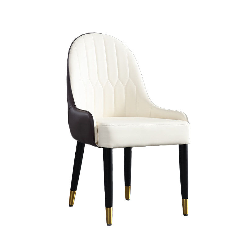 Scandinavian Design Arm Solid Back Dining Side Chairs Leather Dining Side Chairs White 1 Piece Clearhalo ' kitchen&dining_furn' 'Dining Chairs' 'Dining Tables & Seating' 'dining_chair' 'furn' 'furn_dining_chair' 'Furniture' 'furniture_dining_chair' 'Kitchen & Dining Furniture' 'kitchen' 4666736