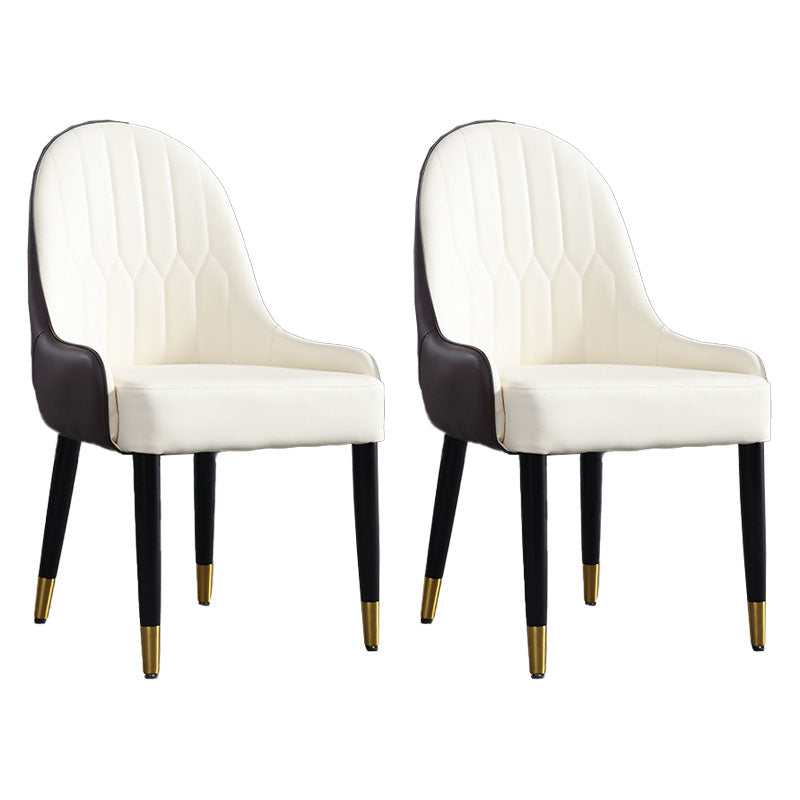 Scandinavian Design Arm Solid Back Dining Side Chairs Leather Dining Side Chairs White 2 Piece Set Clearhalo ' kitchen&dining_furn' 'Dining Chairs' 'Dining Tables & Seating' 'dining_chair' 'furn' 'furn_dining_chair' 'Furniture' 'furniture_dining_chair' 'Kitchen & Dining Furniture' 'kitchen' 4666737