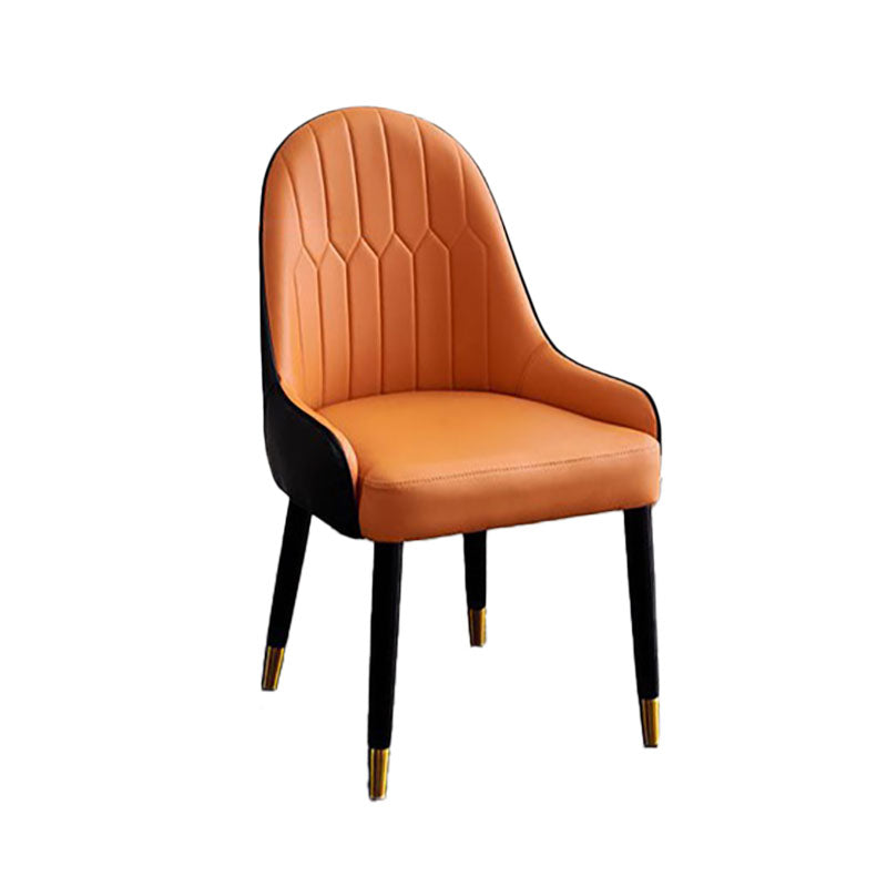 Scandinavian Design Arm Solid Back Dining Side Chairs Leather Dining Side Chairs Orange 1 Piece Clearhalo ' kitchen&dining_furn' 'Dining Chairs' 'Dining Tables & Seating' 'dining_chair' 'furn' 'furn_dining_chair' 'Furniture' 'furniture_dining_chair' 'Kitchen & Dining Furniture' 'kitchen' 4666742