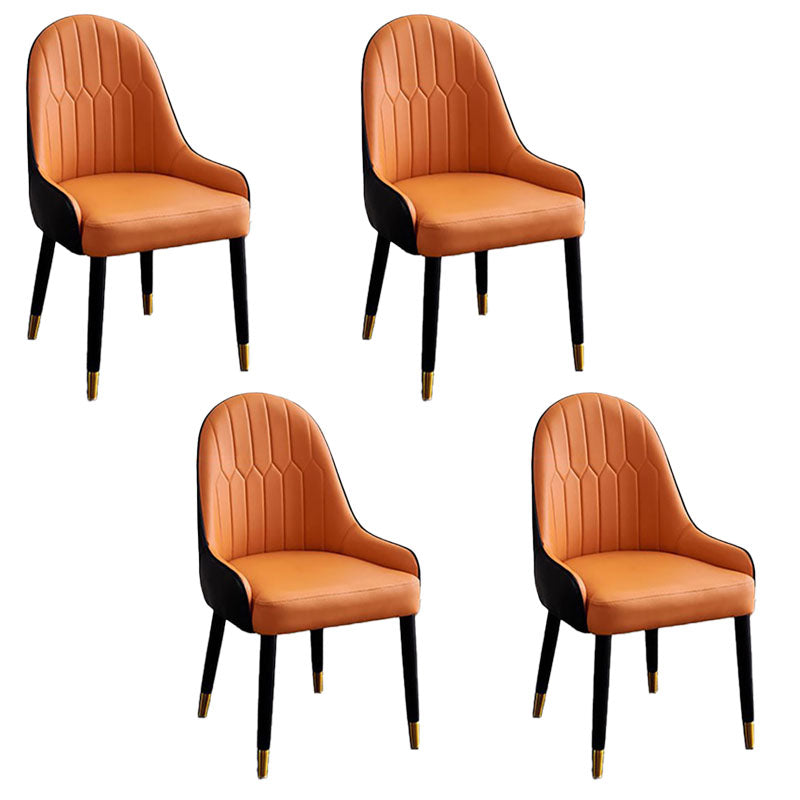 Scandinavian Design Arm Solid Back Dining Side Chairs Leather Dining Side Chairs Orange 4 Piece Set Clearhalo ' kitchen&dining_furn' 'Dining Chairs' 'Dining Tables & Seating' 'dining_chair' 'furn' 'furn_dining_chair' 'Furniture' 'furniture_dining_chair' 'Kitchen & Dining Furniture' 'kitchen' 4666745