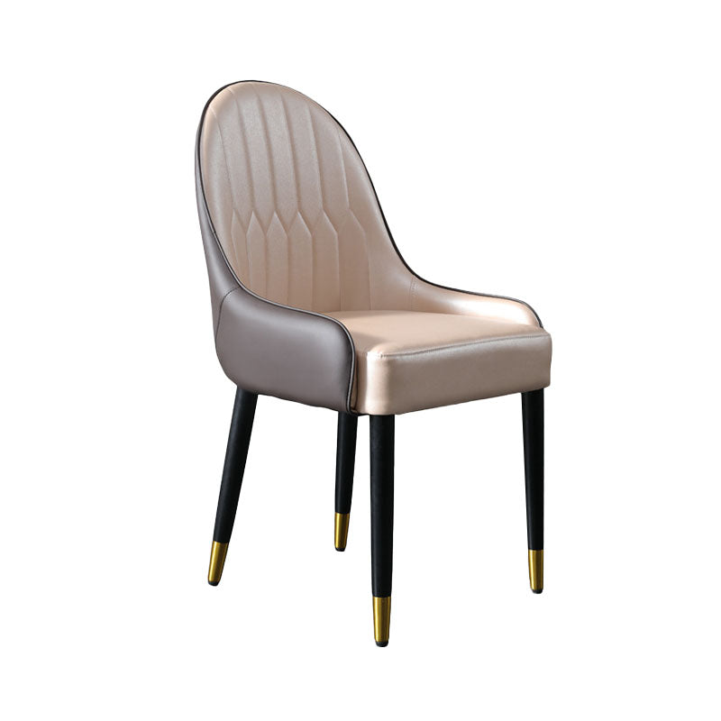 Scandinavian Design Arm Solid Back Dining Side Chairs Leather Dining Side Chairs Champagne 1 Piece Clearhalo ' kitchen&dining_furn' 'Dining Chairs' 'Dining Tables & Seating' 'dining_chair' 'furn' 'furn_dining_chair' 'Furniture' 'furniture_dining_chair' 'Kitchen & Dining Furniture' 'kitchen' 4666747