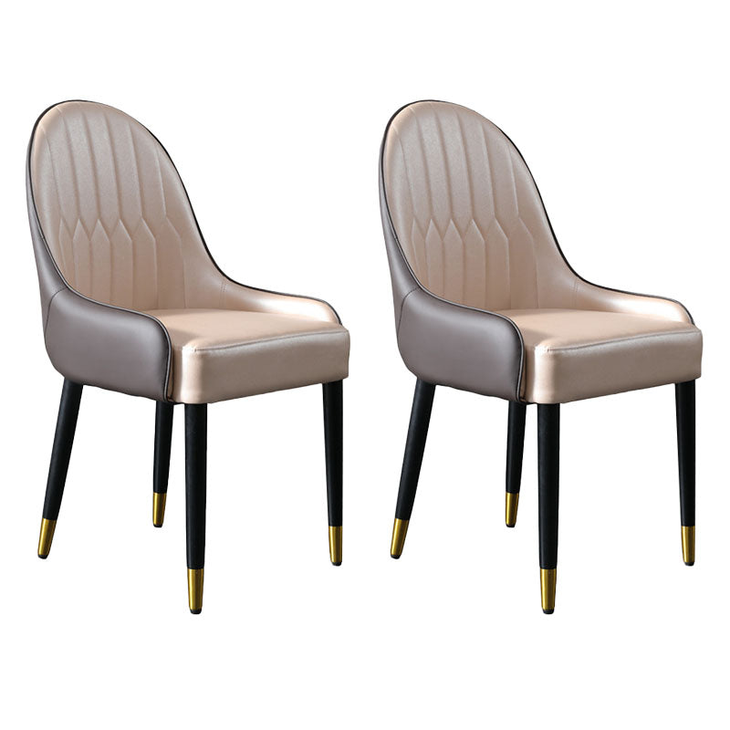 Scandinavian Design Arm Solid Back Dining Side Chairs Leather Dining Side Chairs Champagne 2 Piece Set Clearhalo ' kitchen&dining_furn' 'Dining Chairs' 'Dining Tables & Seating' 'dining_chair' 'furn' 'furn_dining_chair' 'Furniture' 'furniture_dining_chair' 'Kitchen & Dining Furniture' 'kitchen' 4666749
