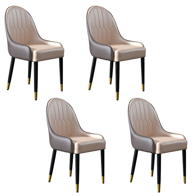 Scandinavian Design Arm Solid Back Dining Side Chairs Leather Dining Side Chairs Champagne 4 Piece Set Clearhalo ' kitchen&dining_furn' 'Dining Chairs' 'Dining Tables & Seating' 'dining_chair' 'furn' 'furn_dining_chair' 'Furniture' 'furniture_dining_chair' 'Kitchen & Dining Furniture' 'kitchen' 4666751