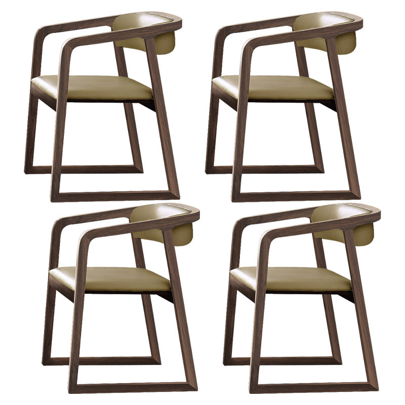 Scandinavian Wood Dining Kitchen Room Chair Open Back Arm Chair Khaki 4 Piece Set Clearhalo ' kitchen&dining_furn' 'Dining Chairs' 'Dining Tables & Seating' 'dining_chair' 'furn' 'furn_dining_chair' 'Furniture' 'furniture_dining_chair' 'Kitchen & Dining Furniture' 'kitchen' 4666766