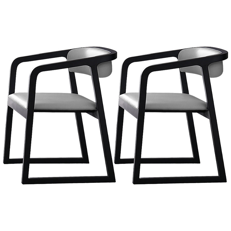 Scandinavian Wood Dining Kitchen Room Chair Open Back Arm Chair Black-Gray 2 Piece Set Clearhalo ' kitchen&dining_furn' 'Dining Chairs' 'Dining Tables & Seating' 'dining_chair' 'furn' 'furn_dining_chair' 'Furniture' 'furniture_dining_chair' 'Kitchen & Dining Furniture' 'kitchen' 4666772