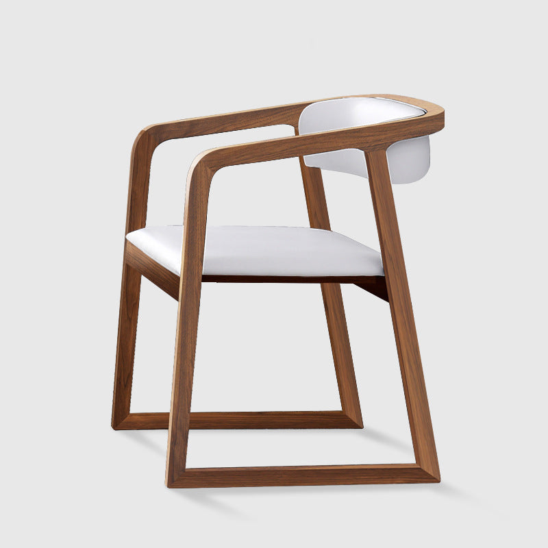 Scandinavian Wood Dining Kitchen Room Chair Open Back Arm Chair Khaki-White 1 Piece Clearhalo ' kitchen&dining_furn' 'Dining Chairs' 'Dining Tables & Seating' 'dining_chair' 'furn' 'furn_dining_chair' 'Furniture' 'furniture_dining_chair' 'Kitchen & Dining Furniture' 'kitchen' 4666777