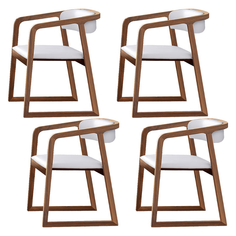 Scandinavian Wood Dining Kitchen Room Chair Open Back Arm Chair Khaki-White 4 Piece Set Clearhalo ' kitchen&dining_furn' 'Dining Chairs' 'Dining Tables & Seating' 'dining_chair' 'furn' 'furn_dining_chair' 'Furniture' 'furniture_dining_chair' 'Kitchen & Dining Furniture' 'kitchen' 4666779