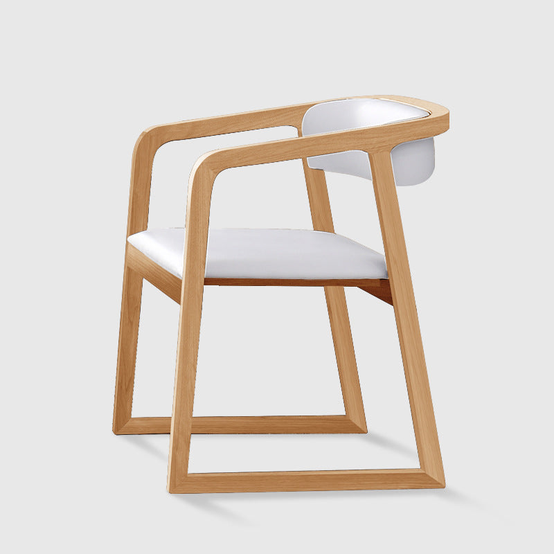 Scandinavian Wood Dining Kitchen Room Chair Open Back Arm Chair Natural Wood White 1 Piece Clearhalo ' kitchen&dining_furn' 'Dining Chairs' 'Dining Tables & Seating' 'dining_chair' 'furn' 'furn_dining_chair' 'Furniture' 'furniture_dining_chair' 'Kitchen & Dining Furniture' 'kitchen' 4666780