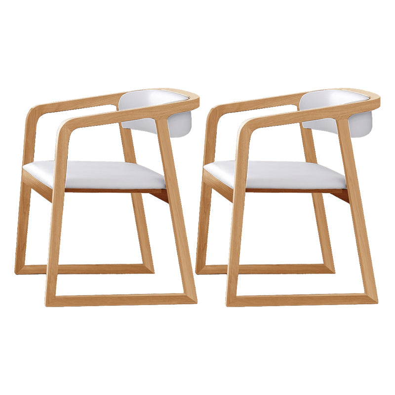 Scandinavian Wood Dining Kitchen Room Chair Open Back Arm Chair Natural Wood White 2 Piece Set Clearhalo ' kitchen&dining_furn' 'Dining Chairs' 'Dining Tables & Seating' 'dining_chair' 'furn' 'furn_dining_chair' 'Furniture' 'furniture_dining_chair' 'Kitchen & Dining Furniture' 'kitchen' 4666781