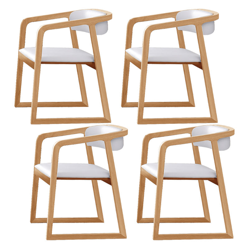 Scandinavian Wood Dining Kitchen Room Chair Open Back Arm Chair Natural Wood White 4 Piece Set Clearhalo ' kitchen&dining_furn' 'Dining Chairs' 'Dining Tables & Seating' 'dining_chair' 'furn' 'furn_dining_chair' 'Furniture' 'furniture_dining_chair' 'Kitchen & Dining Furniture' 'kitchen' 4666782
