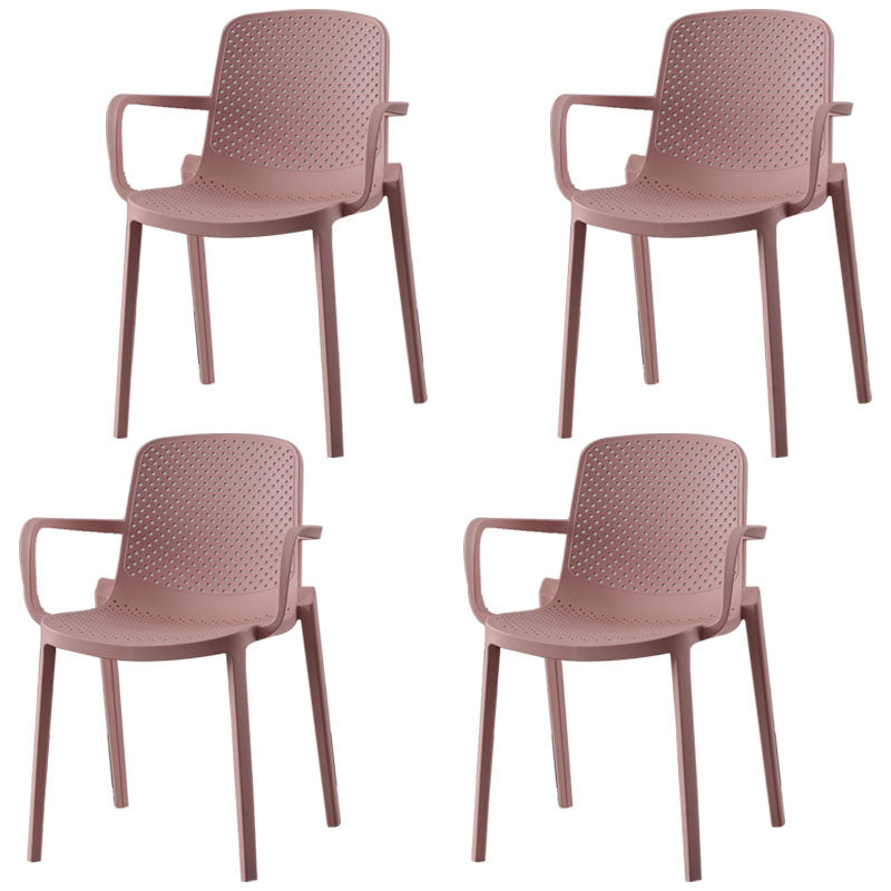 Modern Stackable Chairs Dining Arm Chairs with Plastic Legs for Kitchen Pink 4 Piece Set Clearhalo ' kitchen&dining_furn' 'Dining Chairs' 'Dining Tables & Seating' 'dining_chair' 'furn' 'furn_dining_chair' 'Furniture' 'furniture_dining_chair' 'Kitchen & Dining Furniture' 'kitchen' 4666857