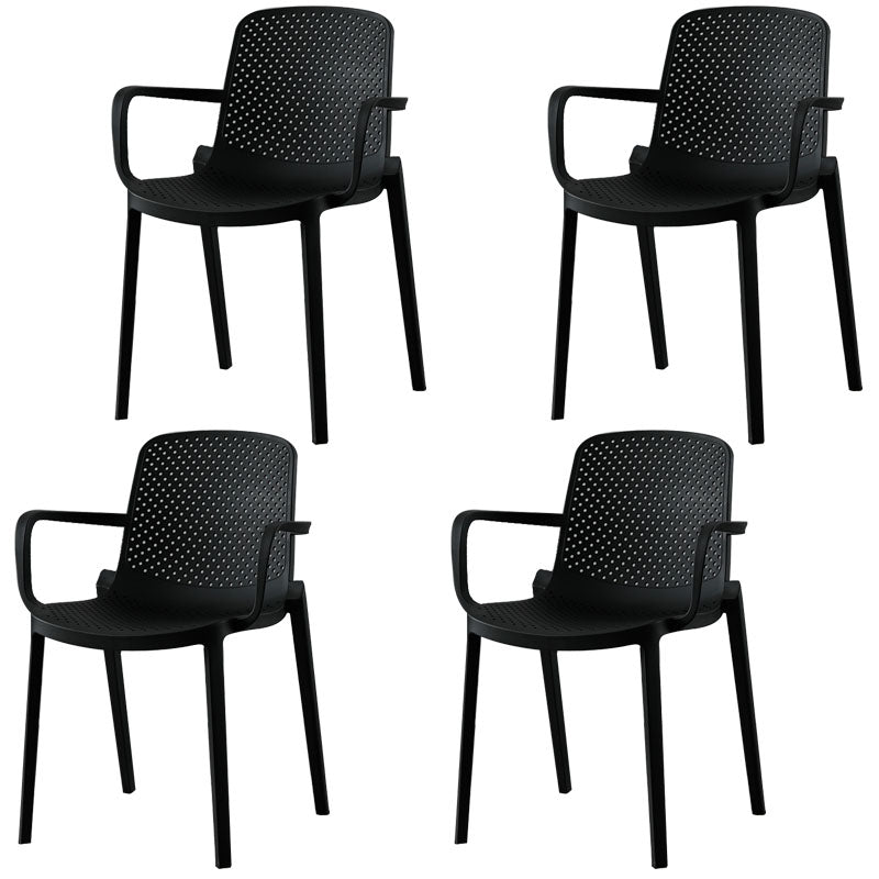 Modern Stackable Chairs Dining Arm Chairs with Plastic Legs for Kitchen Black 4 Piece Set Clearhalo ' kitchen&dining_furn' 'Dining Chairs' 'Dining Tables & Seating' 'dining_chair' 'furn' 'furn_dining_chair' 'Furniture' 'furniture_dining_chair' 'Kitchen & Dining Furniture' 'kitchen' 4666870