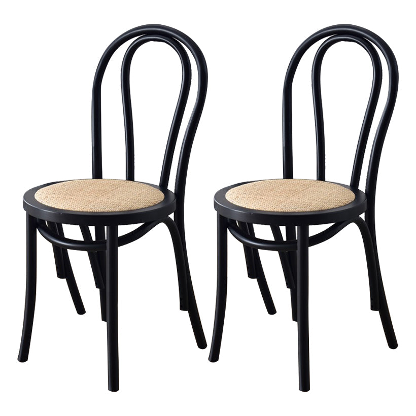 Traditional Wood Dining Kitchen Room Chair Queen Anne Back Side Chair Black Wicker & Rattan 2 Piece Set Clearhalo ' kitchen&dining_furn' 'Dining Chairs' 'Dining Tables & Seating' 'dining_chair' 'furn' 'furn_dining_chair' 'Furniture' 'furniture_dining_chair' 'Kitchen & Dining Furniture' 'kitchen' 4666904