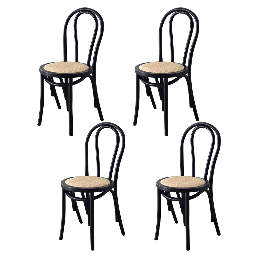 Traditional Wood Dining Kitchen Room Chair Queen Anne Back Side Chair Black Wicker & Rattan 4 Piece Set Clearhalo ' kitchen&dining_furn' 'Dining Chairs' 'Dining Tables & Seating' 'dining_chair' 'furn' 'furn_dining_chair' 'Furniture' 'furniture_dining_chair' 'Kitchen & Dining Furniture' 'kitchen' 4666905