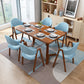 Modern 1/4/5/7 Pieces Dining Set Rectangle Wood Dining Table for Dining Room 7 Pieces: Walnut Table, 6 Light-blue Chairs Clearhalo 'Dining Room Sets' 'Dining Tables & Seating' 'dining_room_set' 'furn' 'furn_dining_room_set' 'Furniture' 'furniture_dining_room_set' 'Kitchen & Dining Furniture' 'kitchen&dining_furn' 'kitchen' 4666937