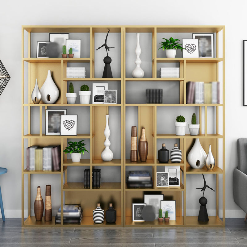 Modern Style Metal Bookshelf Open Etagere Shelf Bookcase for Office Gold 63"L x 9.8"W x 78.7"H Clearhalo 'Bookcases' 'Furniture' 'furniture_bookcases' 'kitchen' 'kitchen_bookcases' 'Living Room Furniture' 'Office Furniture' 4669410