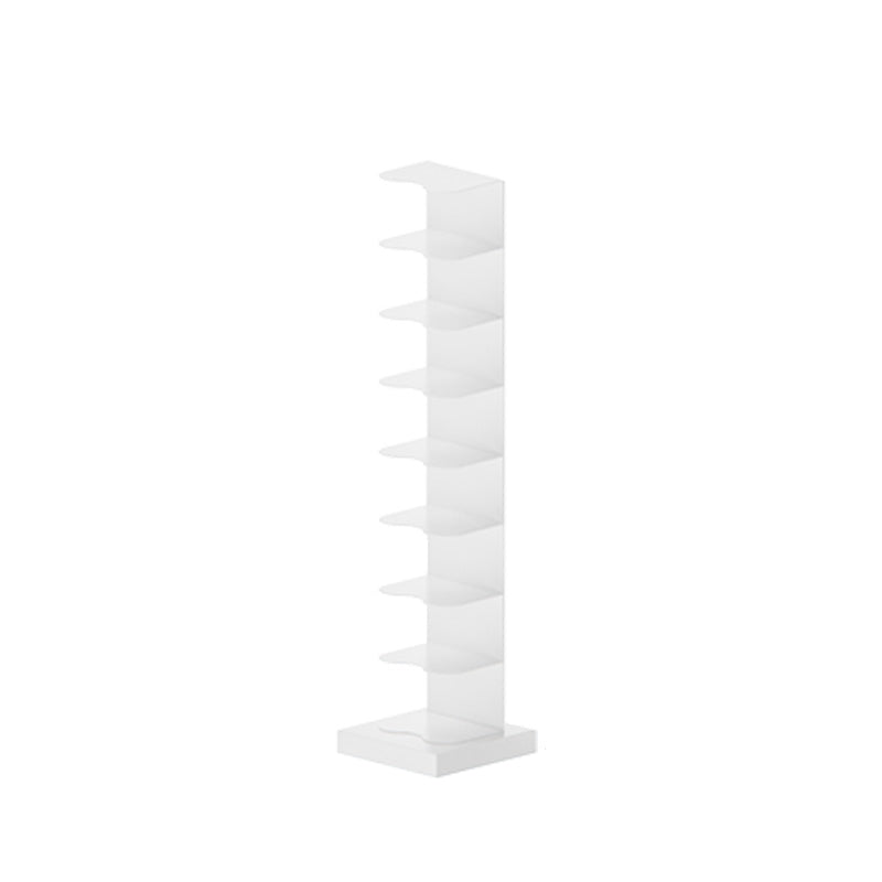 White and Black Corner Bookshelf Closed Back Contemporary Iron Bookshelf White 13.8"L x 13.8"W x 56.7"H Clearhalo 'Bookcases' 'Furniture' 'furniture_bookcases' 'kitchen' 'kitchen_bookcases' 'Living Room Furniture' 'Office Furniture' 4669439