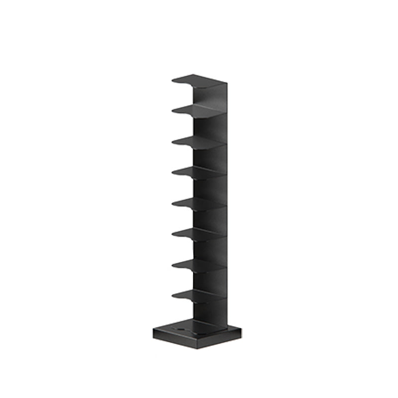 White and Black Corner Bookshelf Closed Back Contemporary Iron Bookshelf Black 13.8"L x 13.8"W x 56.7"H Clearhalo 'Bookcases' 'Furniture' 'furniture_bookcases' 'kitchen' 'kitchen_bookcases' 'Living Room Furniture' 'Office Furniture' 4669451