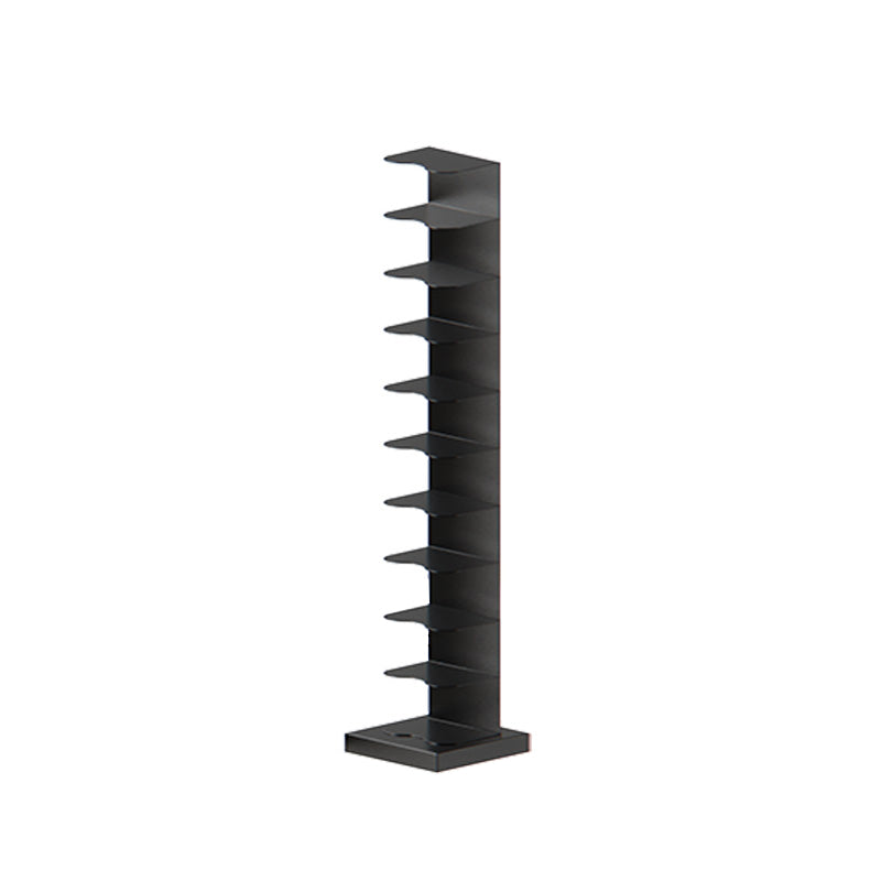 White and Black Corner Bookshelf Closed Back Contemporary Iron Bookshelf Black 13.8"L x 13.8"W x 70.1"H Clearhalo 'Bookcases' 'Furniture' 'furniture_bookcases' 'kitchen' 'kitchen_bookcases' 'Living Room Furniture' 'Office Furniture' 4669452
