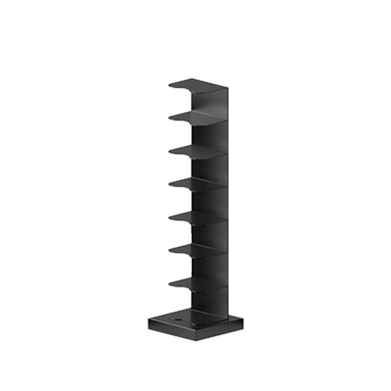 White and Black Corner Bookshelf Closed Back Contemporary Iron Bookshelf Black 13.8"L x 13.8"W x 50"H Clearhalo 'Bookcases' 'Furniture' 'furniture_bookcases' 'kitchen' 'kitchen_bookcases' 'Living Room Furniture' 'Office Furniture' 4669454