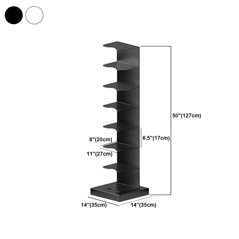 White and Black Corner Bookshelf Closed Back Contemporary Iron Bookshelf Clearhalo 'Bookcases' 'Furniture' 'furniture_bookcases' 'kitchen' 'kitchen_bookcases' 'Living Room Furniture' 'Office Furniture' 4669459