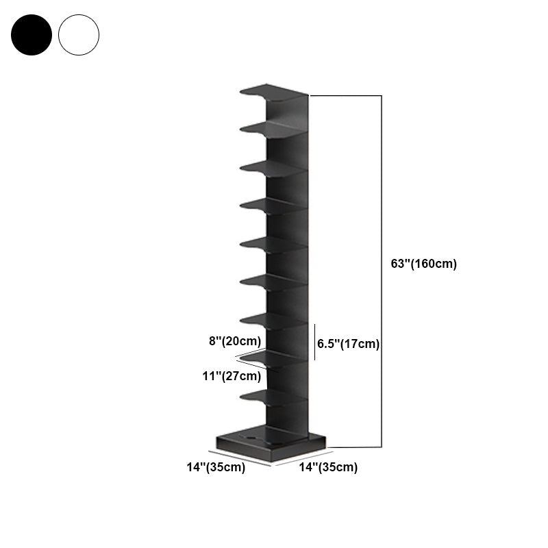 White and Black Corner Bookshelf Closed Back Contemporary Iron Bookshelf Clearhalo 'Bookcases' 'Furniture' 'furniture_bookcases' 'kitchen' 'kitchen_bookcases' 'Living Room Furniture' 'Office Furniture' 4669461