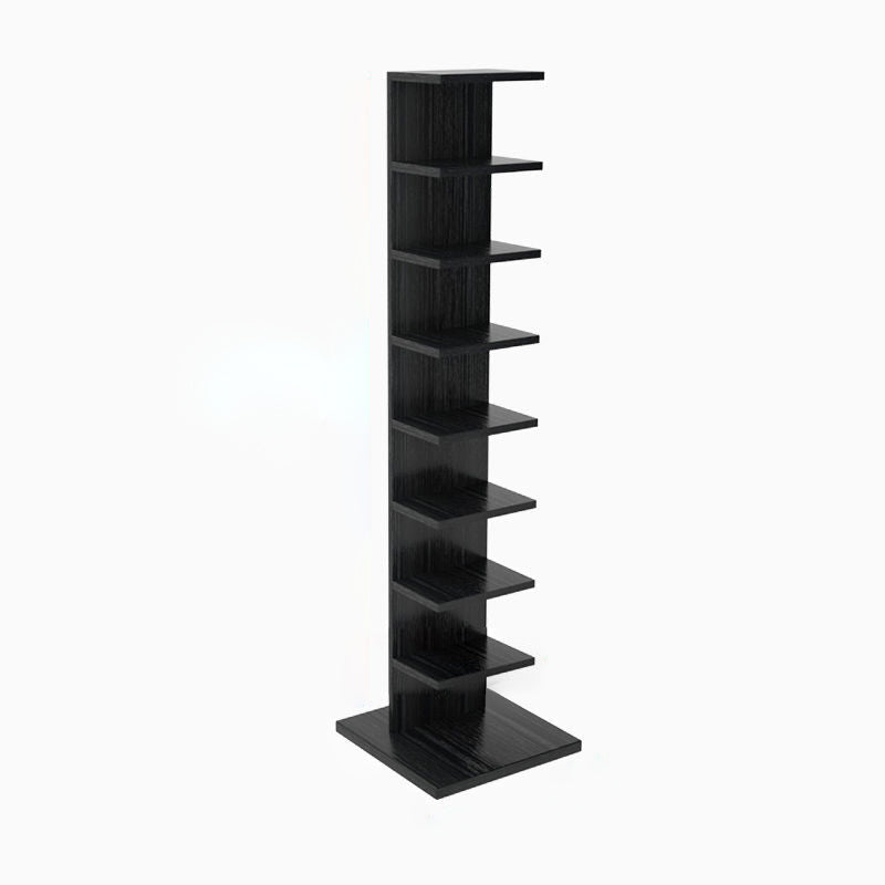 Contemporary Corner Closed Back Bookshelf Manufactured Wood Frame and Shelf Black 13.8"L x 13.8"W x 56.4"H Clearhalo 'Bookcases' 'Furniture' 'furniture_bookcases' 'kitchen' 'kitchen_bookcases' 'Living Room Furniture' 'Office Furniture' 4669644