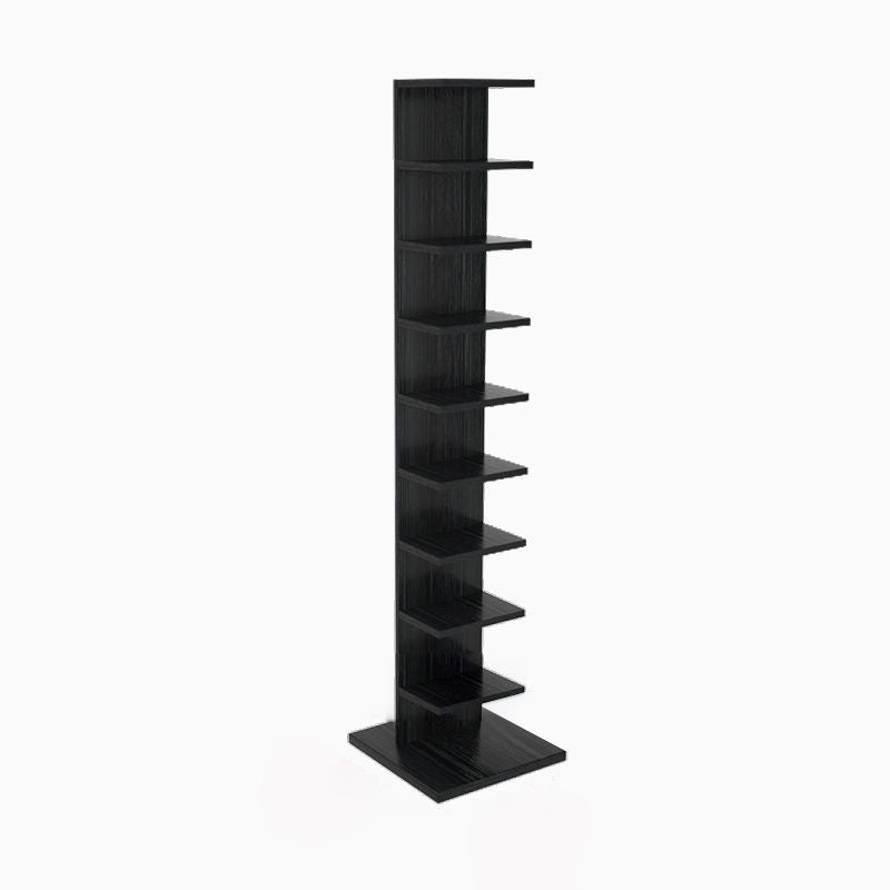 Contemporary Corner Closed Back Bookshelf Manufactured Wood Frame and Shelf Black 13.8"L x 13.8"W x 63.4"H Clearhalo 'Bookcases' 'Furniture' 'furniture_bookcases' 'kitchen' 'kitchen_bookcases' 'Living Room Furniture' 'Office Furniture' 4669649