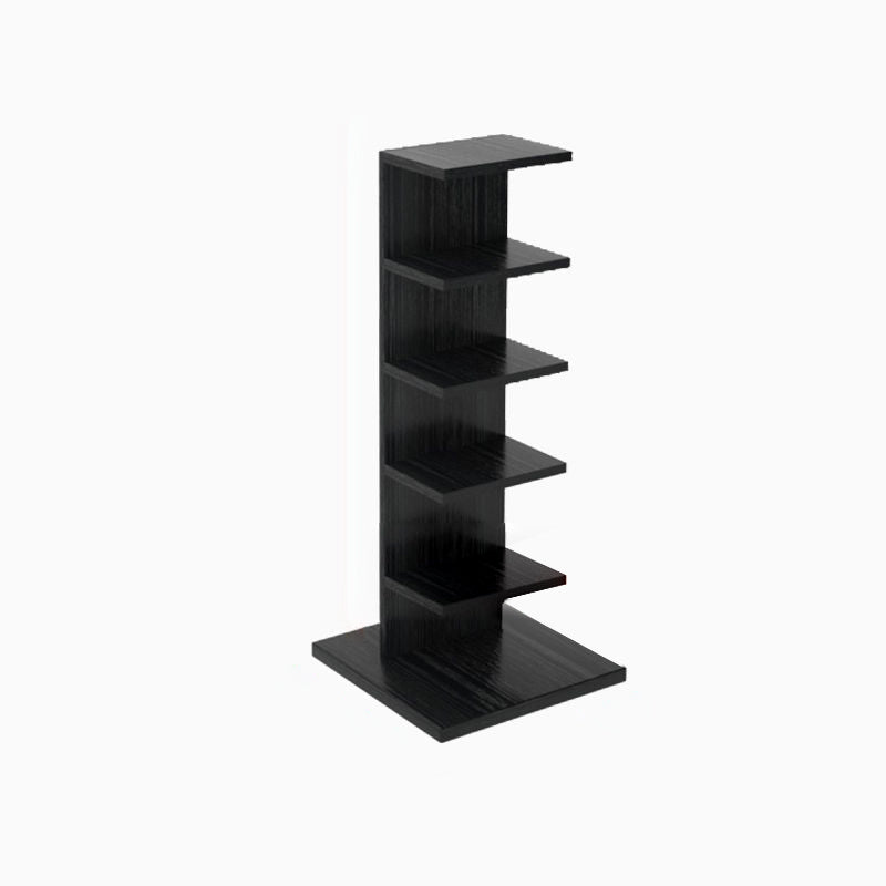 Contemporary Corner Closed Back Bookshelf Manufactured Wood Frame and Shelf Black 13.8"L x 13.8"W x 35.6"H Clearhalo 'Bookcases' 'Furniture' 'furniture_bookcases' 'kitchen' 'kitchen_bookcases' 'Living Room Furniture' 'Office Furniture' 4669654