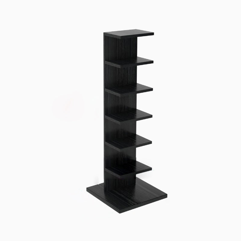 Contemporary Corner Closed Back Bookshelf Manufactured Wood Frame and Shelf Black 13.8"L x 13.8"W x 42.5"H Clearhalo 'Bookcases' 'Furniture' 'furniture_bookcases' 'kitchen' 'kitchen_bookcases' 'Living Room Furniture' 'Office Furniture' 4669656