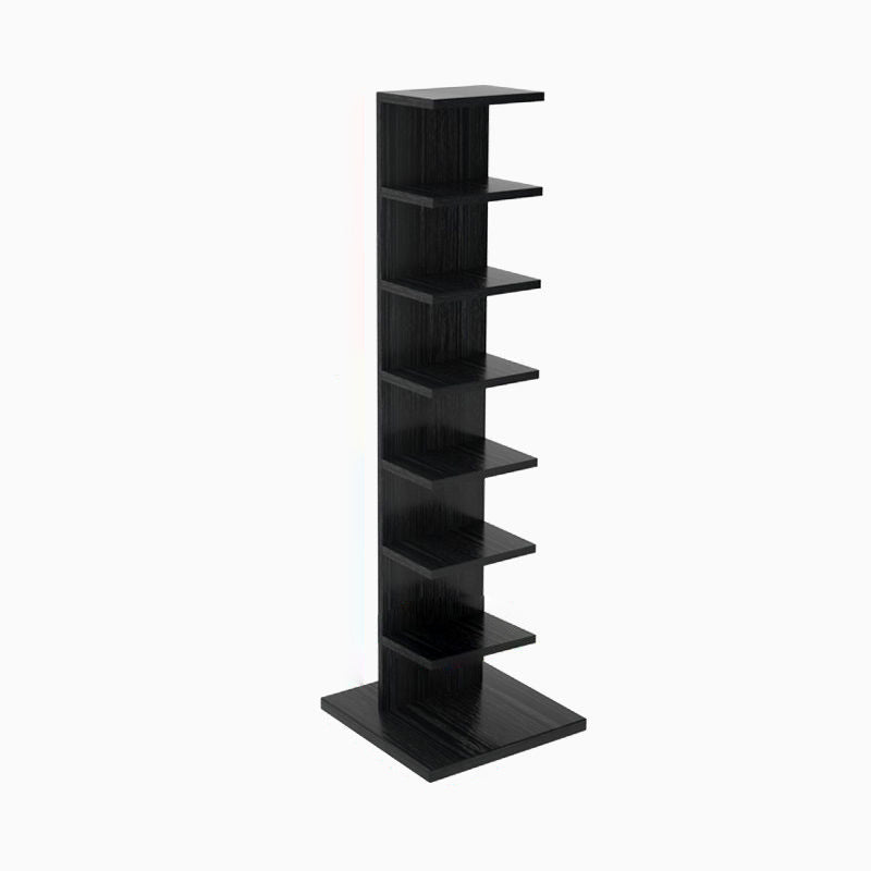 Contemporary Corner Closed Back Bookshelf Manufactured Wood Frame and Shelf Black 13.8"L x 13.8"W x 49.5"H Clearhalo 'Bookcases' 'Furniture' 'furniture_bookcases' 'kitchen' 'kitchen_bookcases' 'Living Room Furniture' 'Office Furniture' 4669658