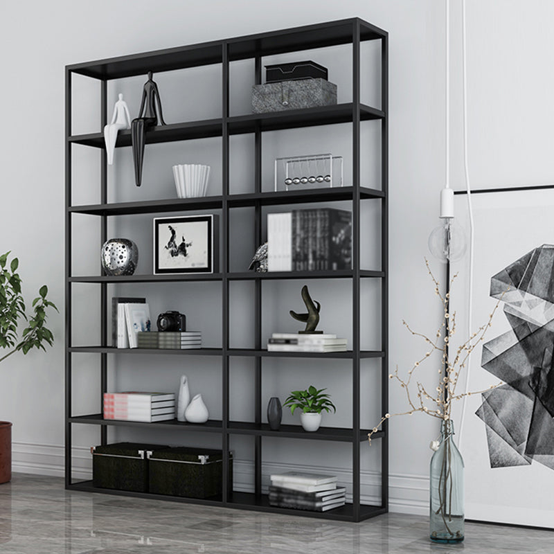 Minimalist Style Open Shelf Bookcase with Rectangular Shelve Black 71"L x 10"W x 71"H Clearhalo 'Bookcases' 'Furniture' 'furniture_bookcases' 'kitchen' 'kitchen_bookcases' 'Living Room Furniture' 'Office Furniture' 4669665